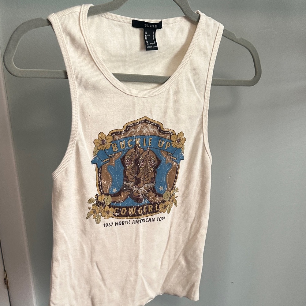 Forever 21 “Buckle Up Cowgirl” Tank Top